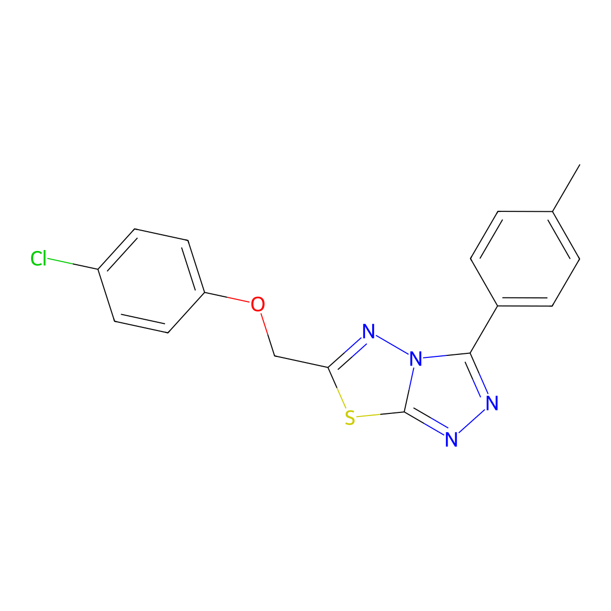 6-[(4-Chlorophenoxy)methyl]-3-(4-methylphenyl)-[1,2,4]triazolo[3,4-b][1,3,4]thiadiazole molecular structure, CAS 825606-37-9