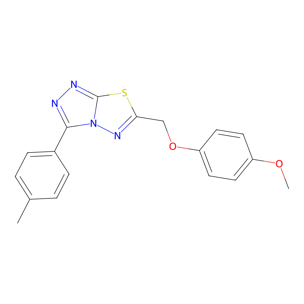 6-[(4-Methoxyphenoxy)methyl]-3-(4-methylphenyl)-[1,2,4]triazolo[3,4-b][1,3,4]thiadiazole molecular structure, CAS 825606-38-0
