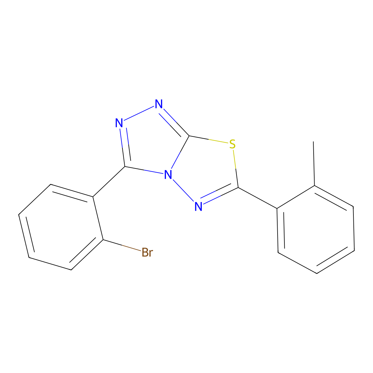 3-(2-Bromophenyl)-6-(2-methylphenyl)[1,2,4]triazolo[3,4-b][1,3,4]thiadiazole molecular structure, CAS 825606-40-4