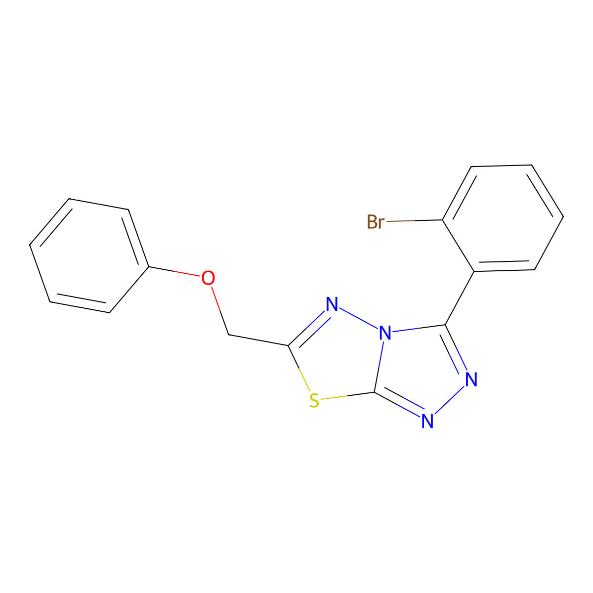 3-(2-Bromophenyl)-6-(phenoxymethyl)-[1,2,4]triazolo[3,4-b][1,3,4]thiadiazole molecular structure, CAS 825606-54-0