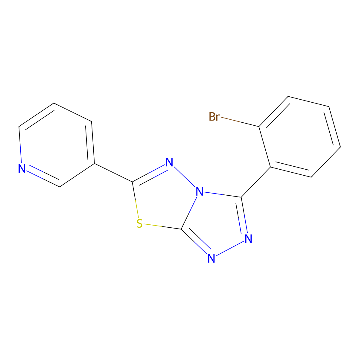 3-(2-Bromophenyl)-6-pyridin-3-yl-[1,2,4]triazolo[3,4-b][1,3,4]thiadiazole molecular structure, CAS 825606-64-2