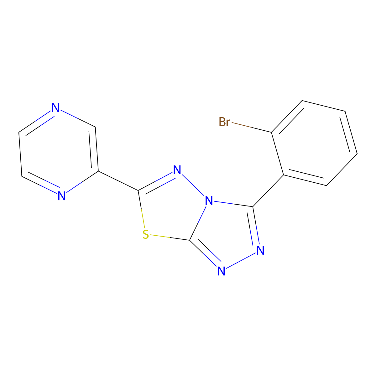 3-(2-Bromophenyl)-6-(2-pyrazinyl)[1,2,4]triazolo[3,4-b][1,3,4]thiadiazole molecular structure, CAS 825606-65-3