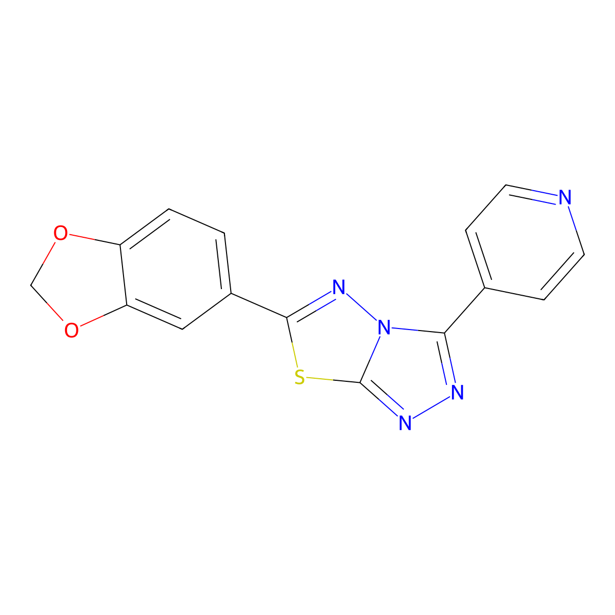 6-(1,3-Benzodioxol-5-yl)-3-(4-pyridinyl)[1,2,4]triazolo[3,4-b][1,3,4]thiadiazole molecular structure, CAS 825606-71-1
