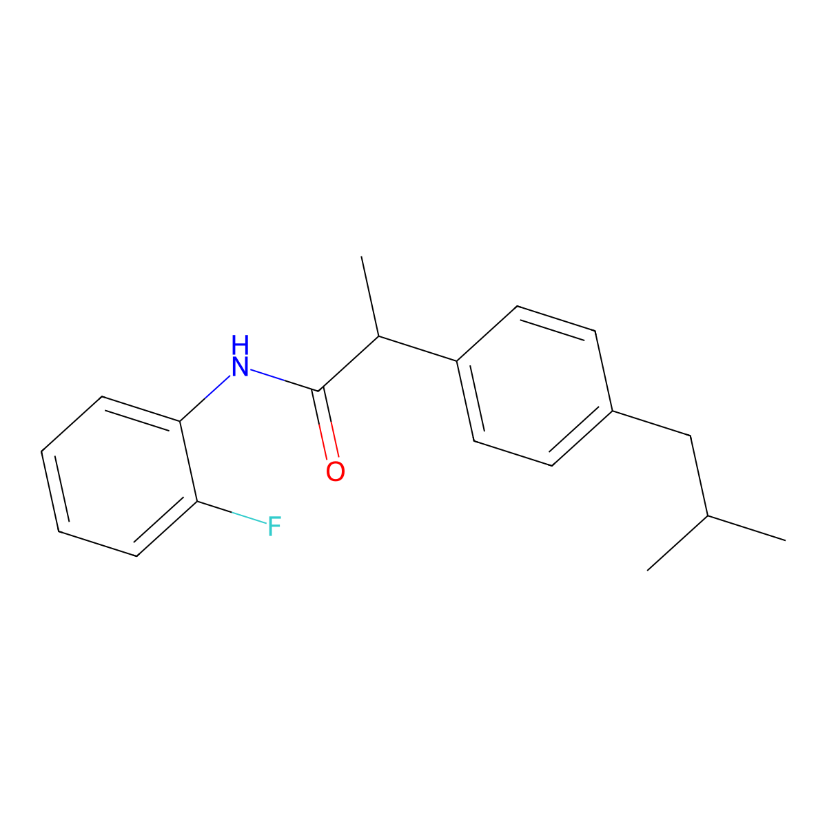 N-(2-fluorophenyl)-2-(4-isobutylphenyl)propanamide molecular structure, CAS 825606-81-3