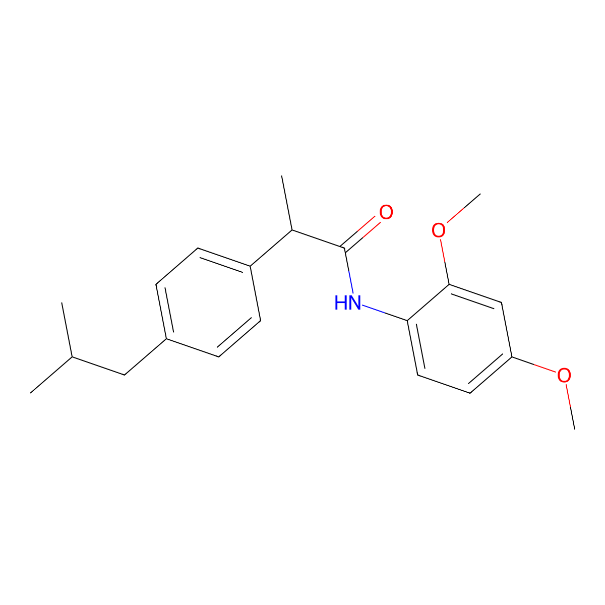 N-(2,4-dimethoxyphenyl)-2-(4-isobutylphenyl)propanamide molecular structure, CAS 825606-93-7