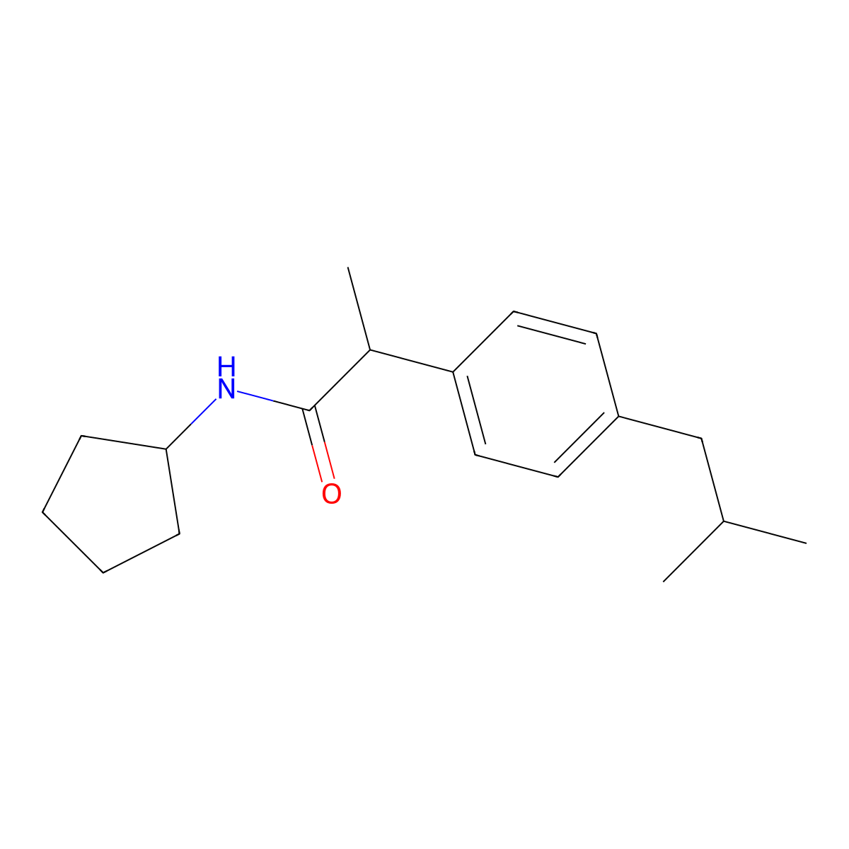 N-cyclopentyl-2-(4-isobutylphenyl)propanamide molecular structure, CAS 825606-97-1