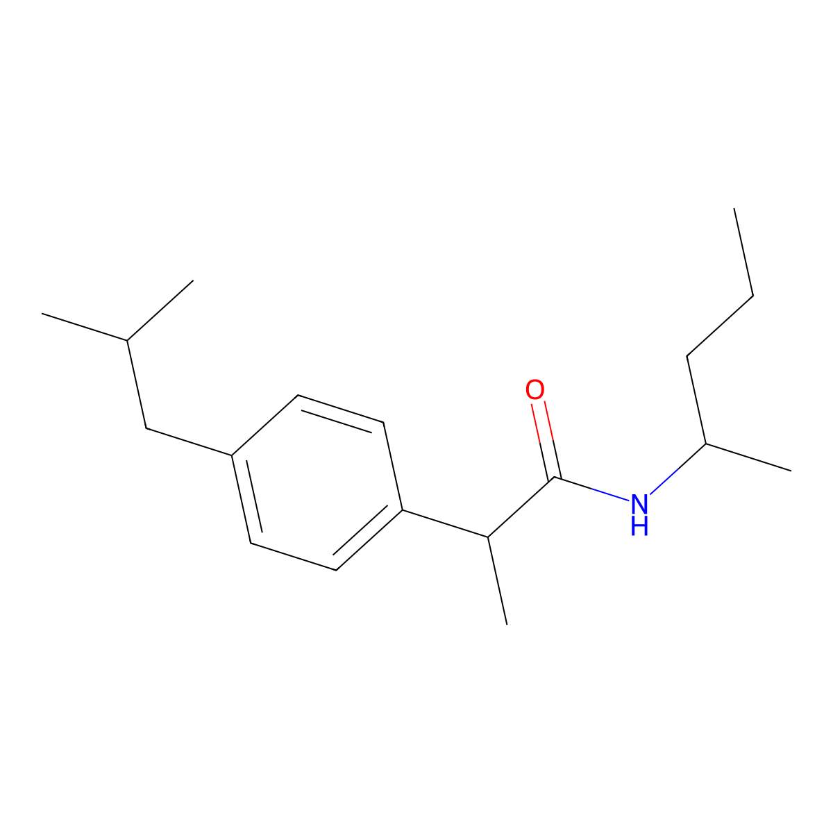 2-(4-isobutylphenyl)-N-(1-methylbutyl)propanamide molecular structure, CAS 825606-98-2