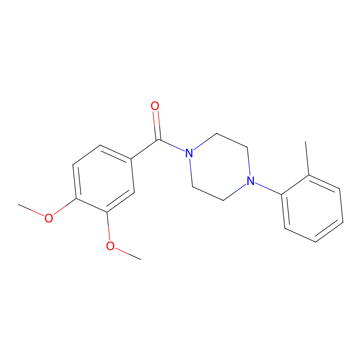 1-(3,4-Dimethoxybenzoyl)-4-(2-methylphenyl)piperazine molecular structure, CAS 825607-13-4
