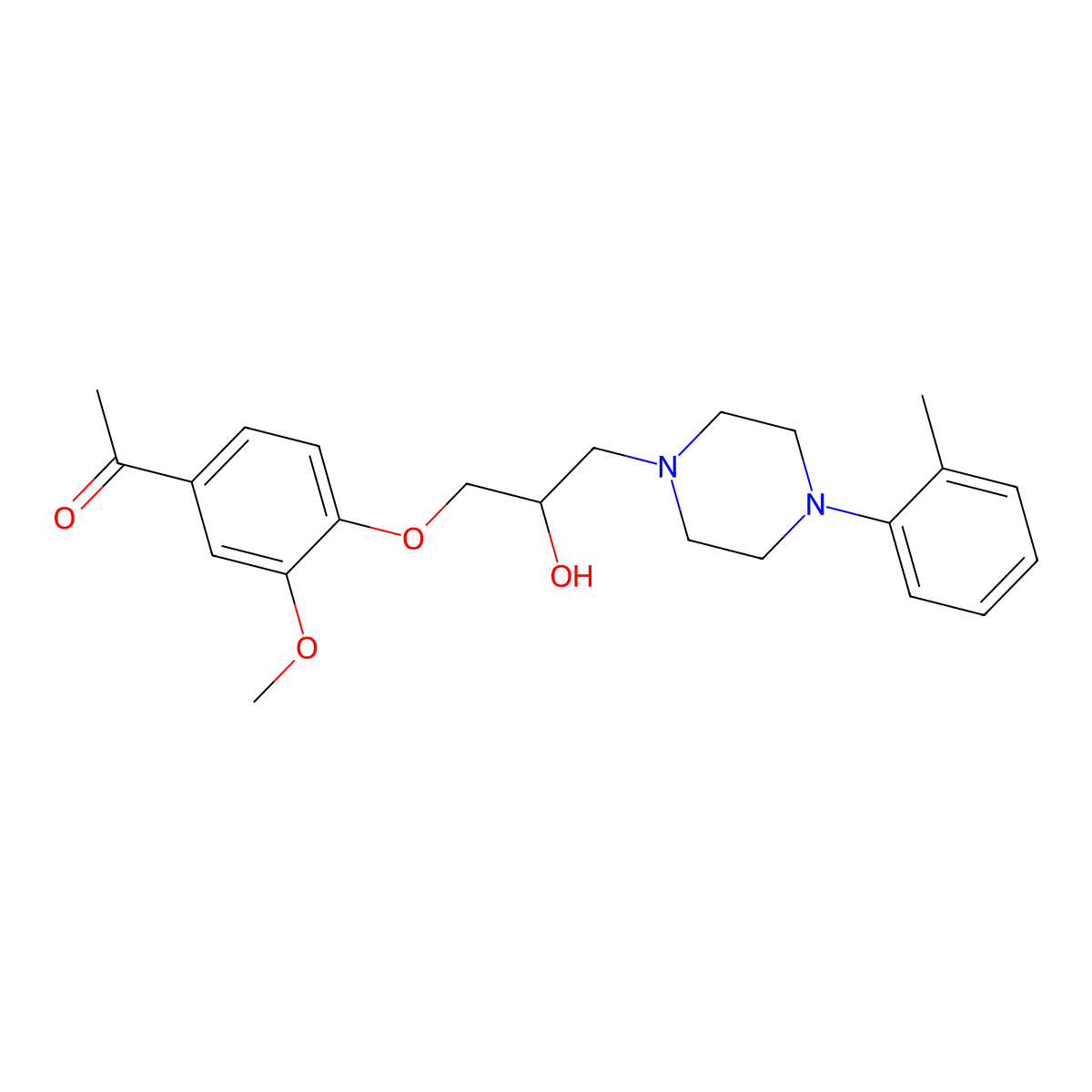 1-(4-(2-Hydroxy-3-(4-(o-tolyl)piperazin-1-yl)propoxy)-3-methoxyphenyl)ethanone molecular structure, CAS 825607-15-6
