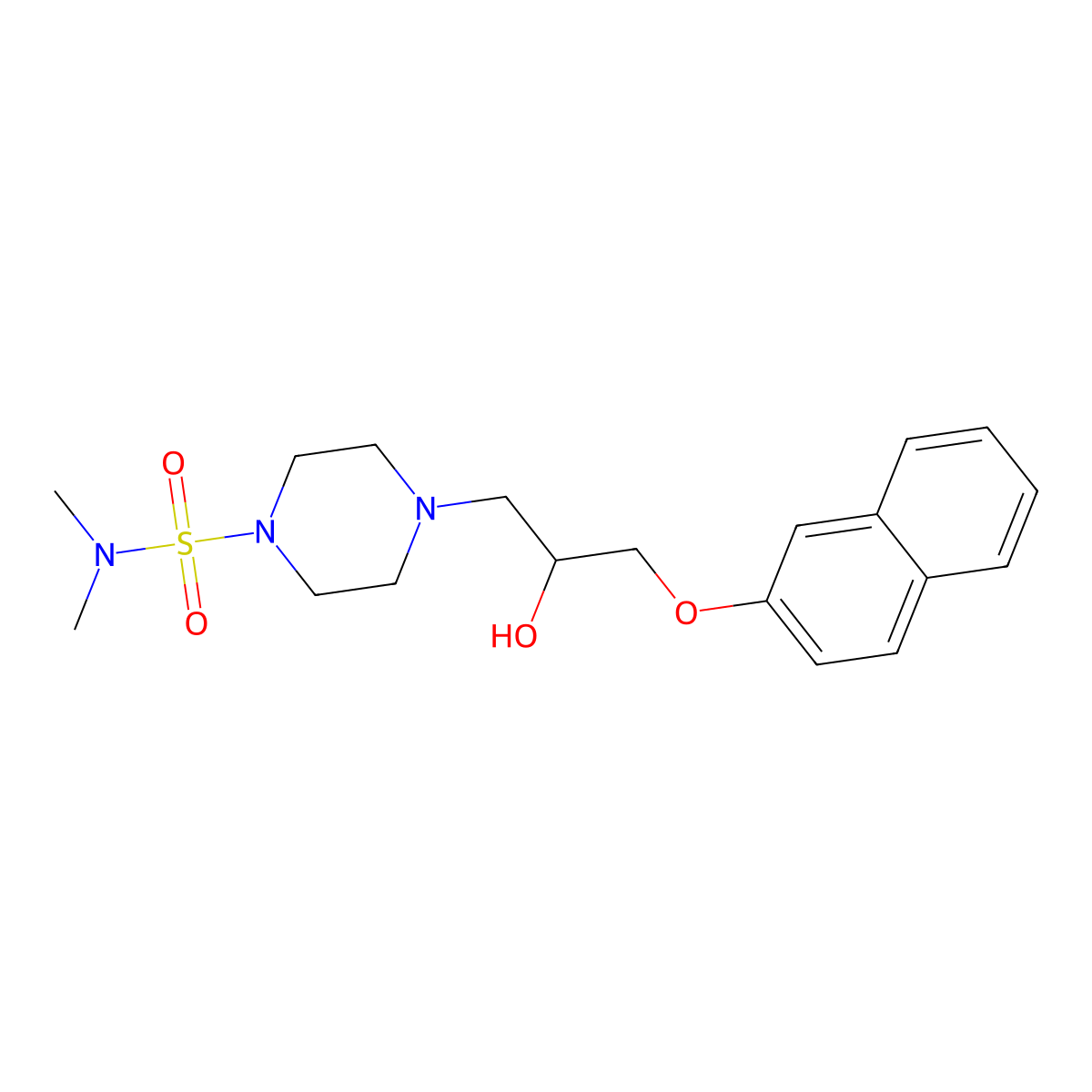 {[4-(2-Hydroxy-3-(2-naphthyloxy)propyl)piperazinyl]sulfonyl}dimethylamine molecular structure, CAS 825607-17-8