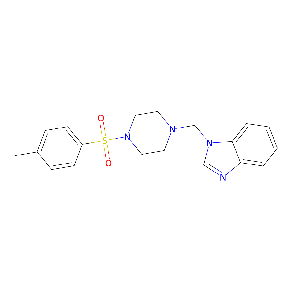 1-[[4-(4-Methylphenyl)sulfonylpiperazin-1-yl]methyl]benzimidazole molecular structure, CAS 825607-21-4