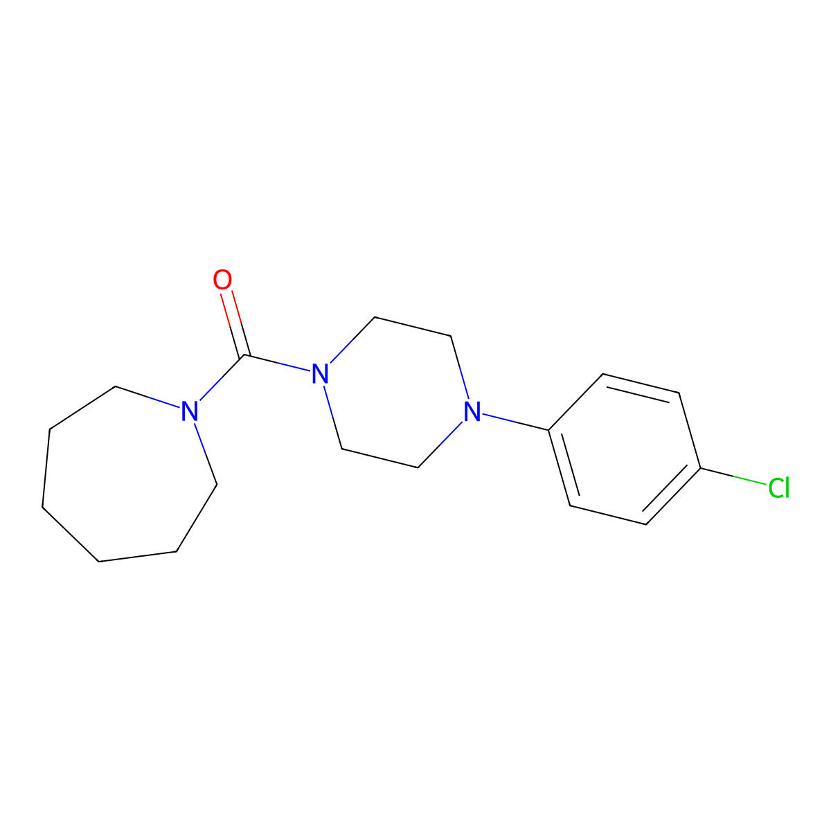 1-[4-(4-Chlorophenyl)piperazine-1-carbonyl]azepane molecular structure, CAS 825607-26-9