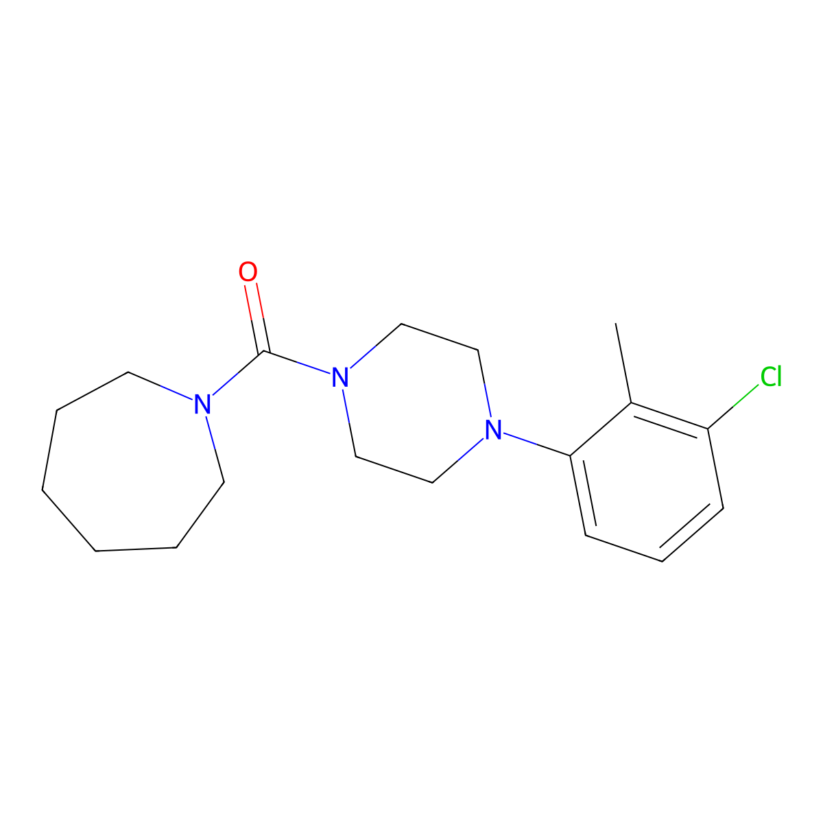 1-[4-(3-Chloro-2-methylphenyl)piperazine-1-carbonyl]azepane molecular structure, CAS 825607-27-0