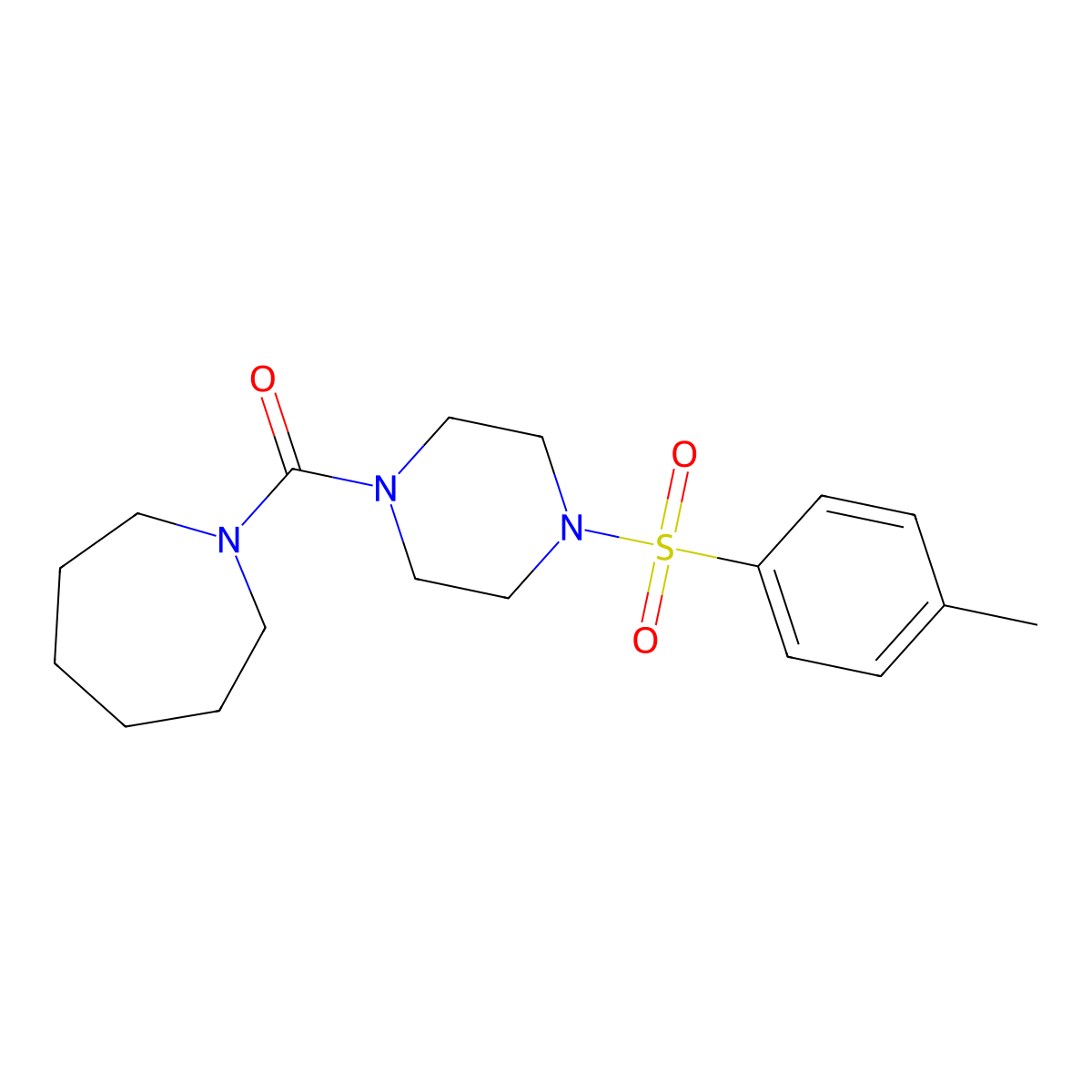 Azepan-1-yl(4-tosylpiperazin-1-yl)methanone molecular structure, CAS 825607-29-2