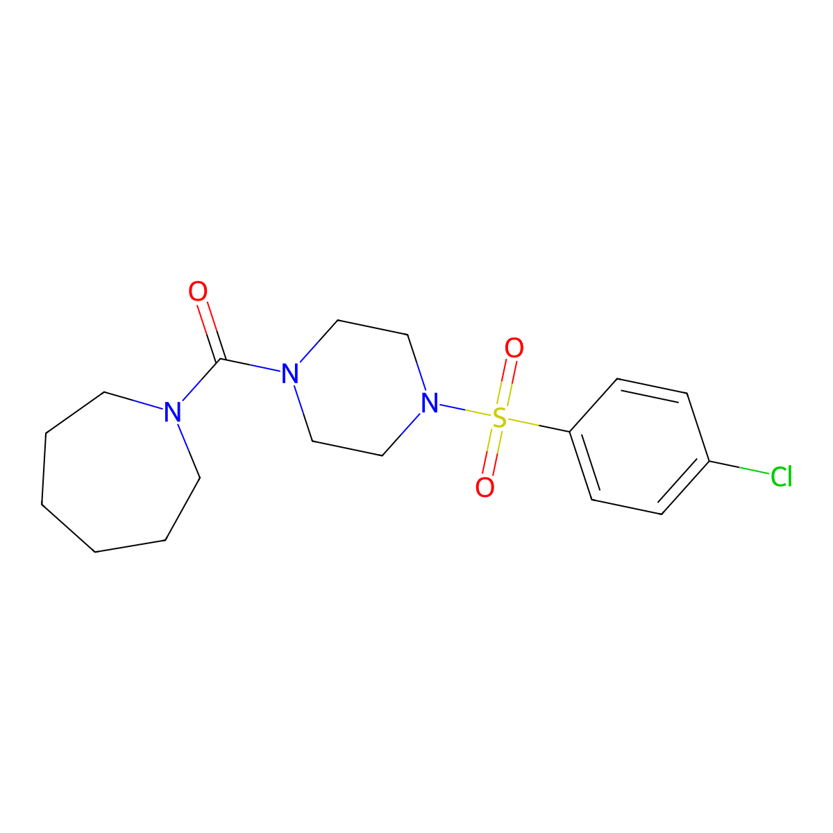 1-({4-[(4-Chlorophenyl)sulfonyl]-1-piperazinyl}carbonyl)azepane molecular structure, CAS 825607-30-5