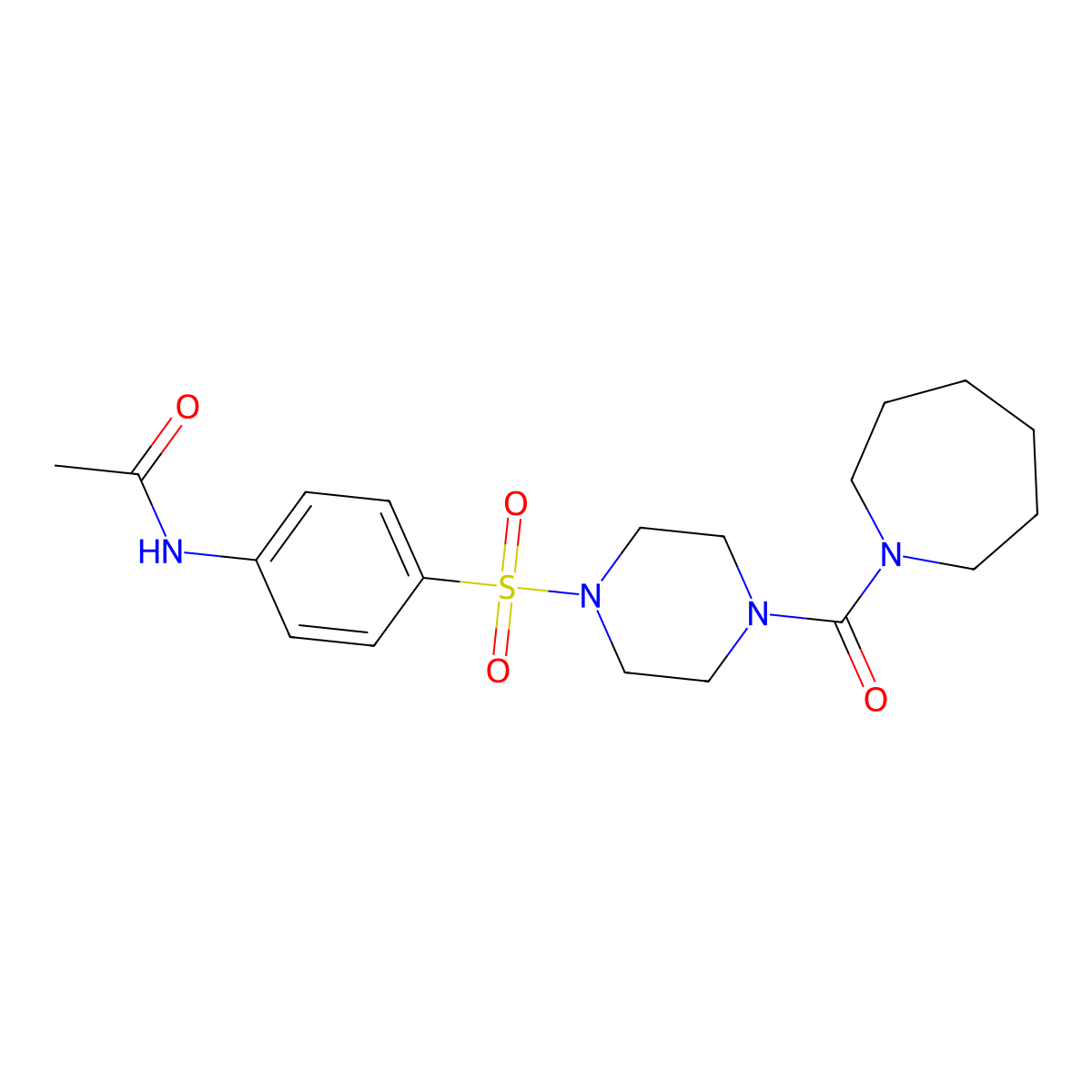N-(4-{[4-(1-azepanylcarbonyl)-1-piperazinyl]sulfonyl}phenyl)acetamide molecular structure, CAS 825607-31-6