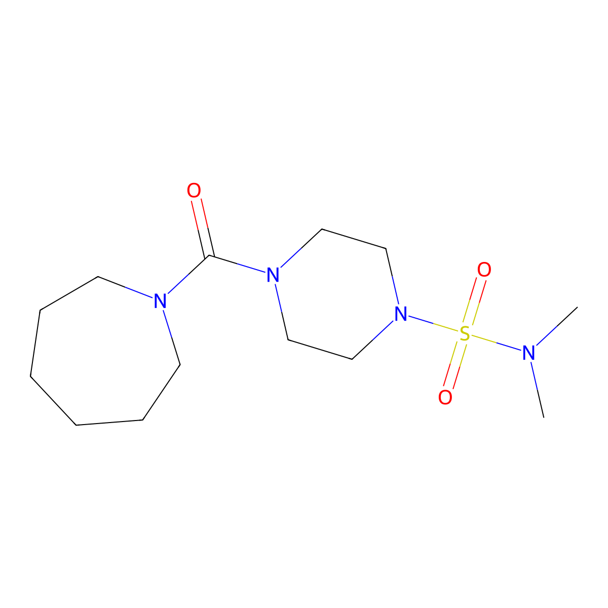 4-(1-azepanylcarbonyl)-N,N-dimethyl-1-piperazinesulfonamide molecular structure, CAS 825607-33-8