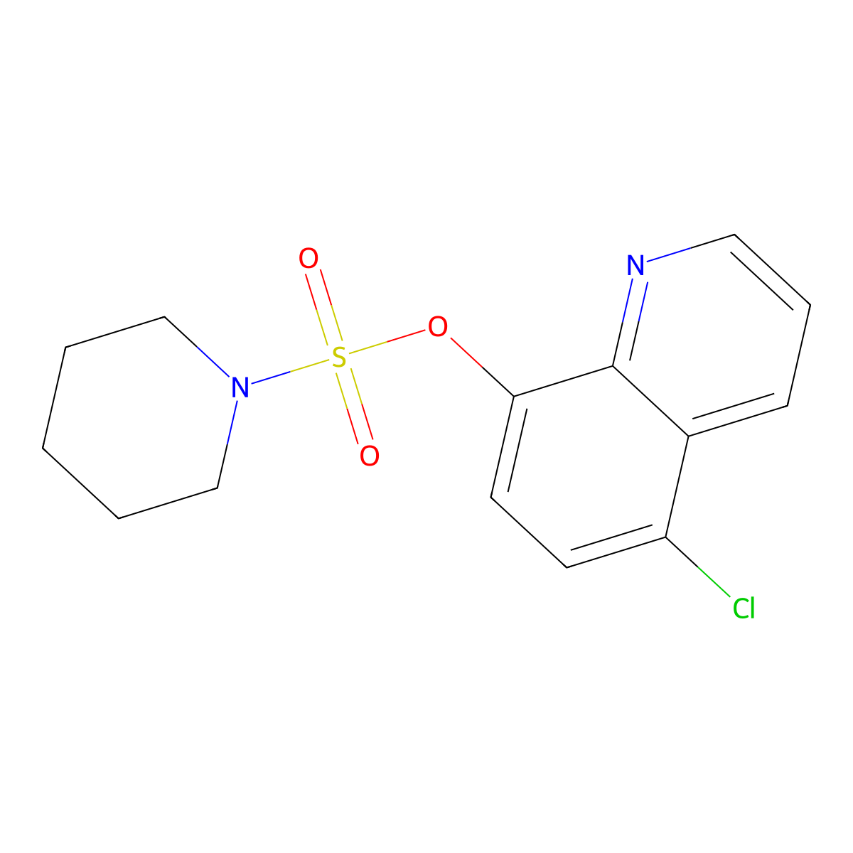 5-Chloro-8-quinolinyl 1-piperidinesulfonate molecular structure, CAS 825607-47-4