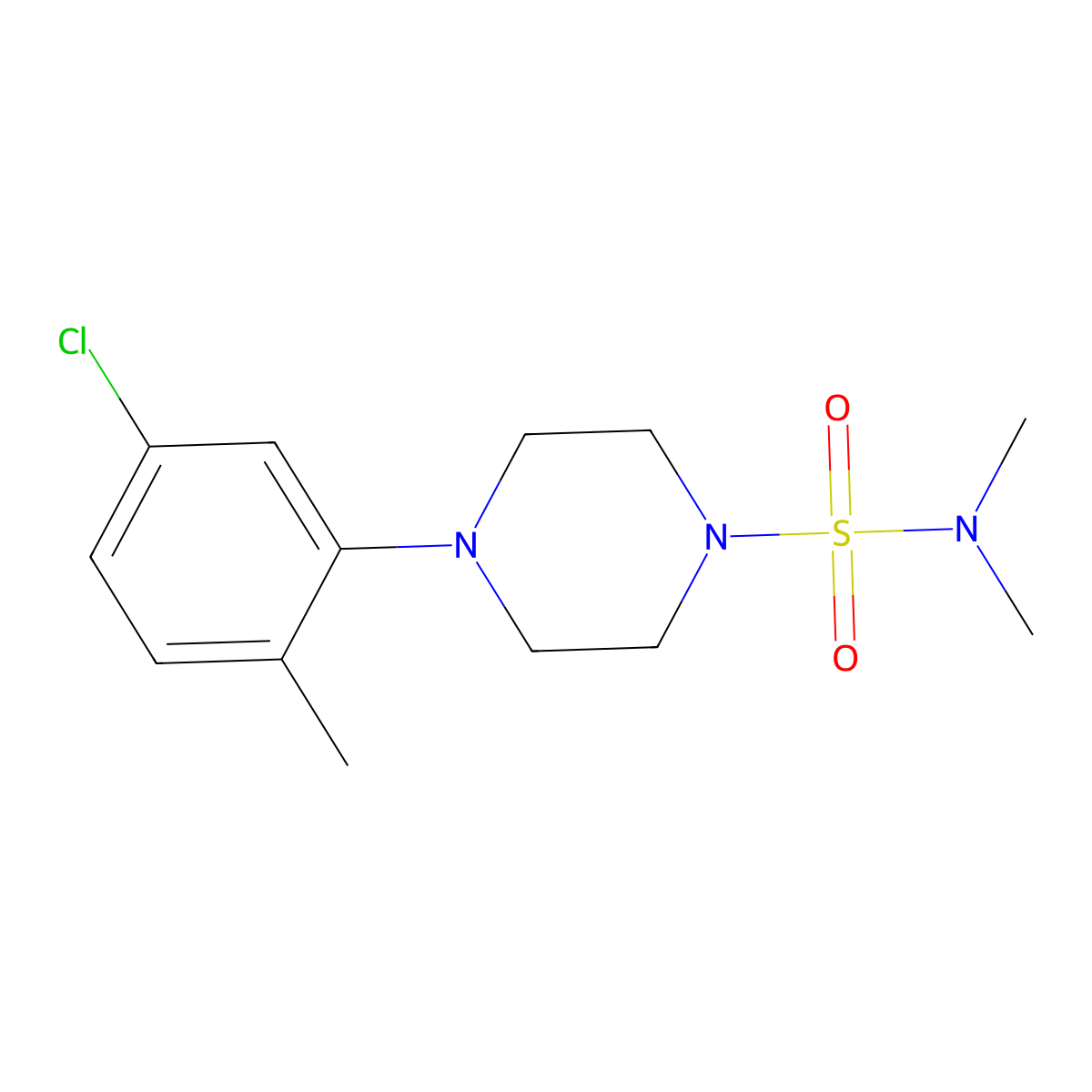 4-(5-chloro-2-methylphenyl)-N,N-dimethylpiperazine-1-sulfonamide molecular structure, CAS 825607-65-6