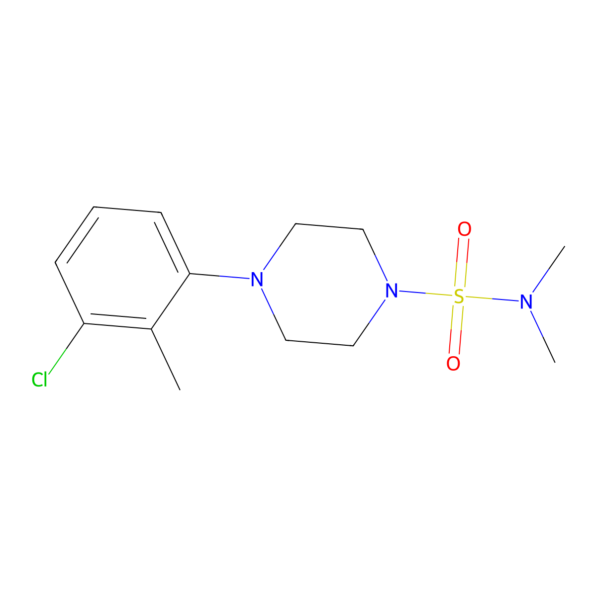 4-(3-chloro-2-methylphenyl)-N,N-dimethylpiperazine-1-sulfonamide molecular structure, CAS 825607-66-7