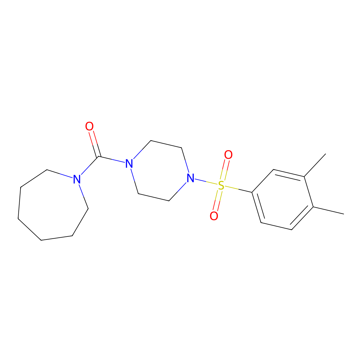 1-({4-[(3,4-Dimethylphenyl)sulfonyl]-1-piperazinyl}carbonyl)azepane molecular structure, CAS 825607-67-8