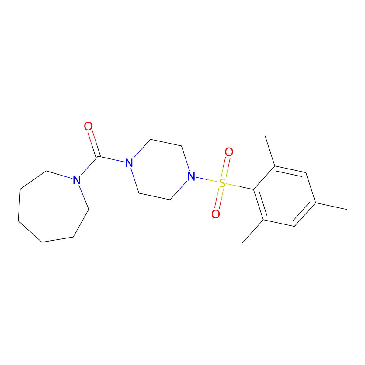 1-{[4-(Mesitylsulfonyl)-1-piperazinyl]carbonyl}azepane molecular structure, CAS 825607-68-9