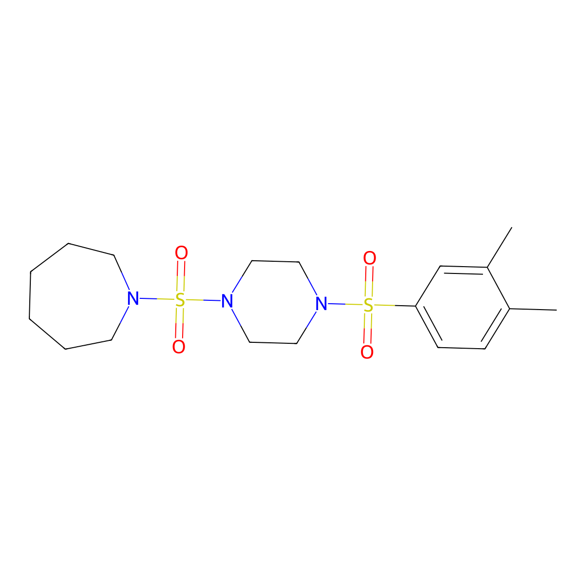 1-[4-(3,4-Dimethylphenyl)sulfonylpiperazin-1-yl]sulfonylazepane molecular structure, CAS 825607-70-3