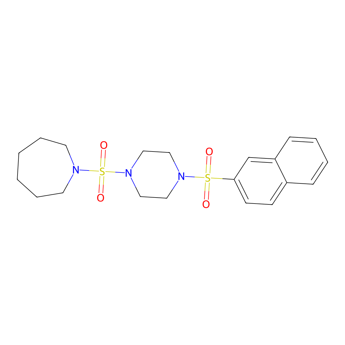 1-(4-Naphthalen-2-ylsulfonylpiperazin-1-yl)sulfonylazepane molecular structure, CAS 825607-72-5