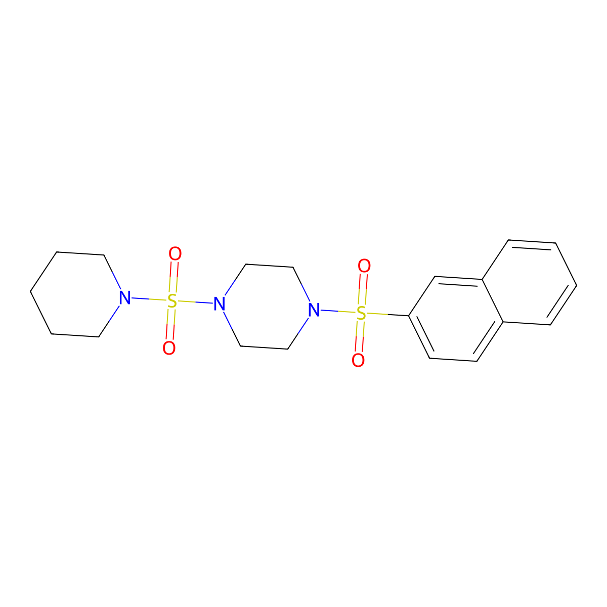 1-(2-Naphthylsulfonyl)-4-(1-piperidinylsulfonyl)piperazine molecular structure, CAS 825607-73-6