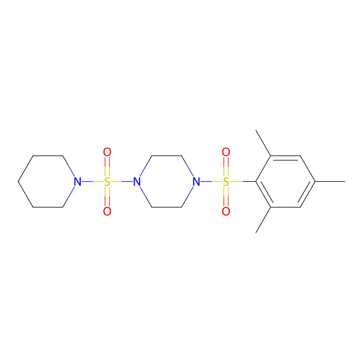 1-(Mesitylsulfonyl)-4-(1-piperidinylsulfonyl)piperazine molecular structure, CAS 825607-77-0