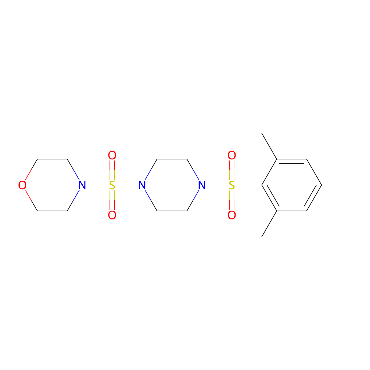 4-((4-(Mesitylsulfonyl)piperazin-1-yl)sulfonyl)morpholine molecular structure, CAS 825607-78-1