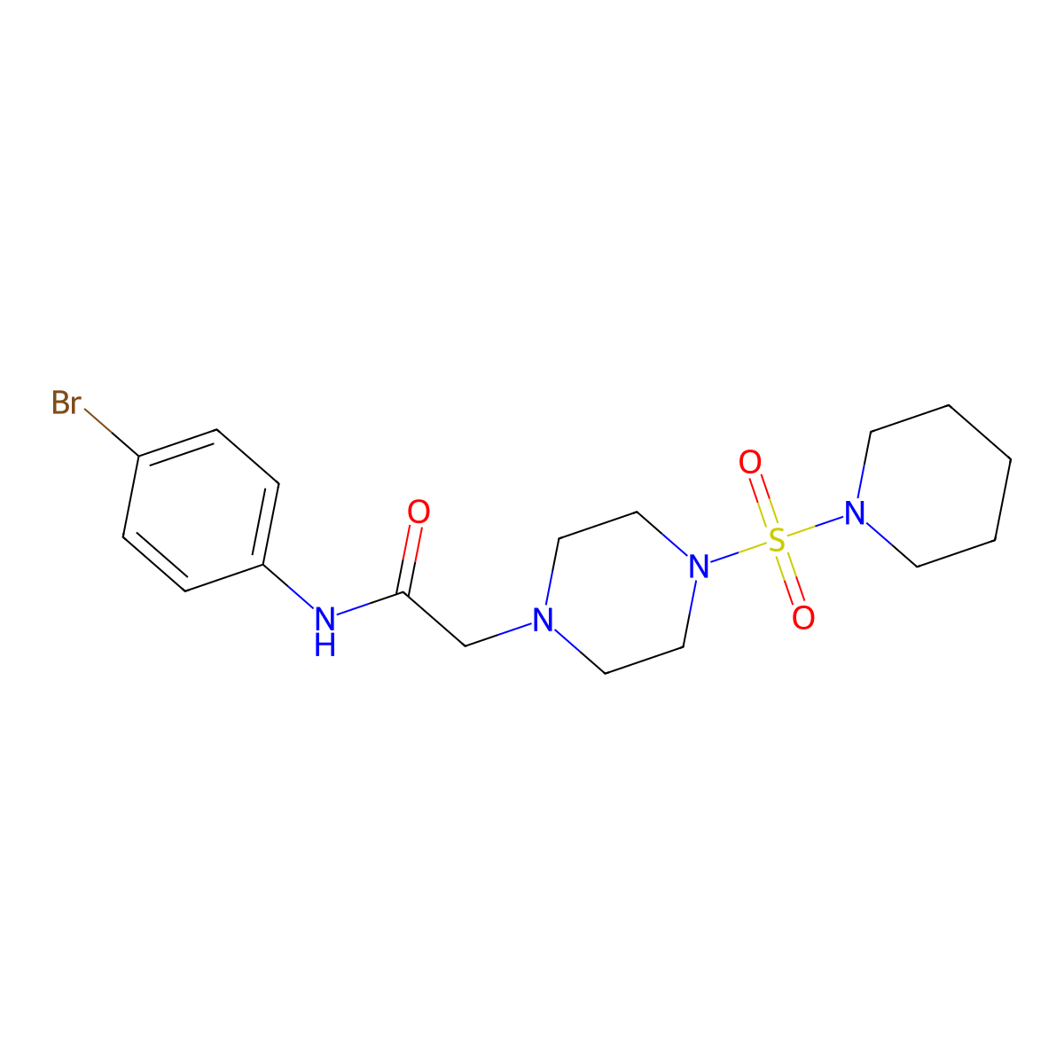 N-(4-bromophenyl)-2-[4-(piperidylsulfonyl)piperazinyl]acetamide molecular structure, CAS 825607-80-5