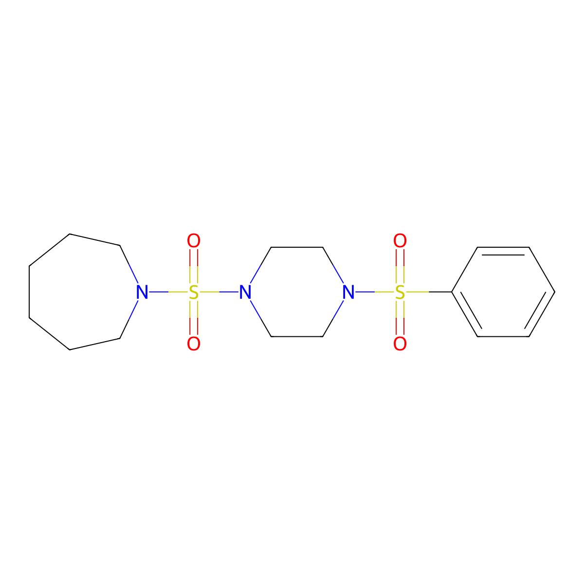 1-(4-Benzenesulfonyl-piperazine-1-sulfonyl)-azepane molecular structure, CAS 825607-83-8