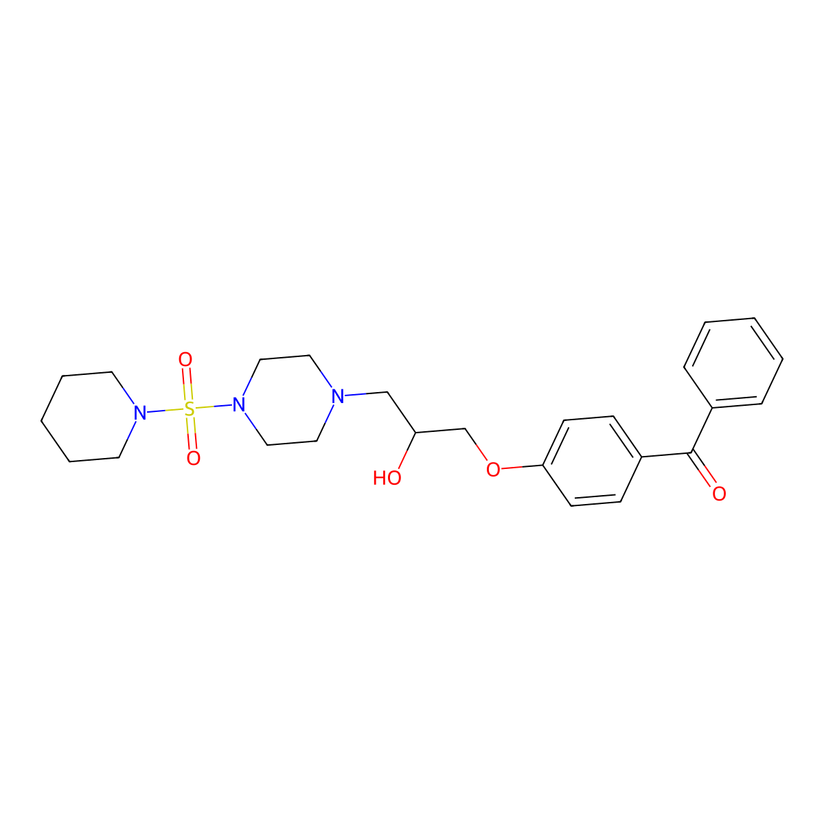 (4-{2-Hydroxy-3-[4-(1-piperidinylsulfonyl)-1-piperazinyl]propoxy}phenyl)(phenyl)methanone molecular structure, CAS 825607-87-2