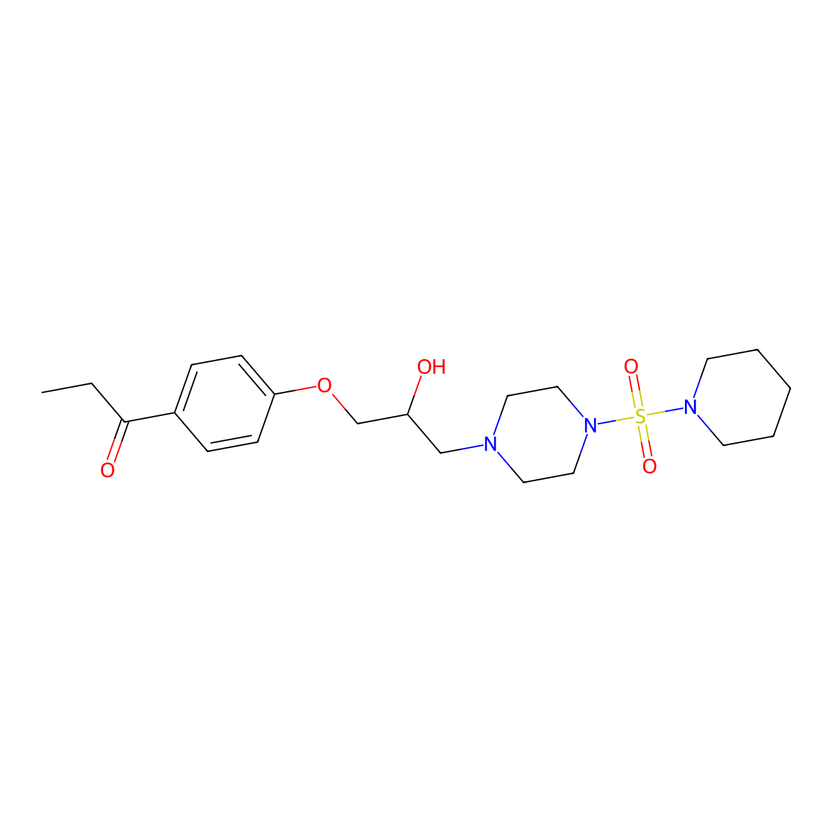 1-(4-{2-Hydroxy-3-[4-(1-piperidinylsulfonyl)-1-piperazinyl]propoxy}phenyl)-1-propanone molecular structure, CAS 825607-89-4