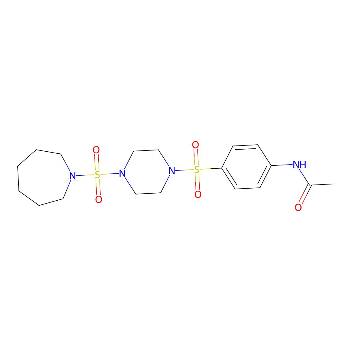 N-(4-{[4-(1-azepanylsulfonyl)-1-piperazinyl]sulfonyl}phenyl)acetamide molecular structure, CAS 825607-91-8