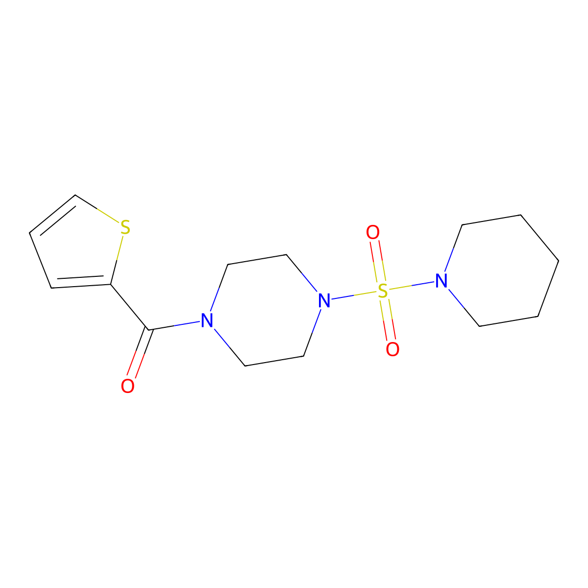 1-(1-Piperidinylsulfonyl)-4-(2-thienylcarbonyl)piperazine molecular structure, CAS 825607-93-0