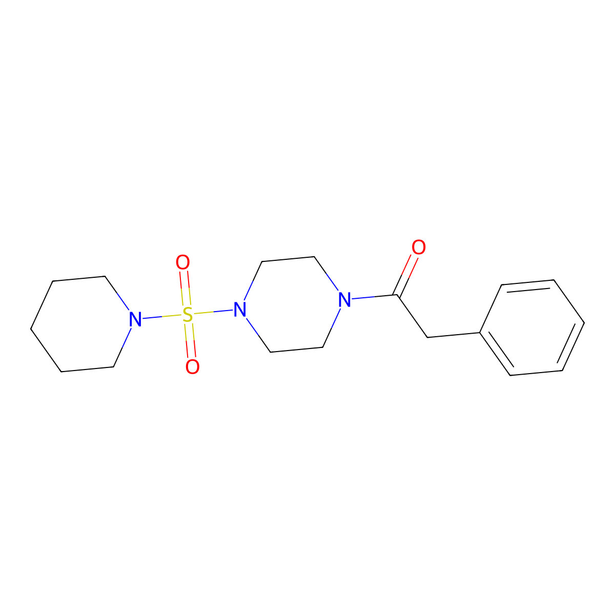 2-Phenyl-1-(4-piperidin-1-ylsulfonylpiperazin-1-yl)ethanone molecular structure, CAS 825607-94-1