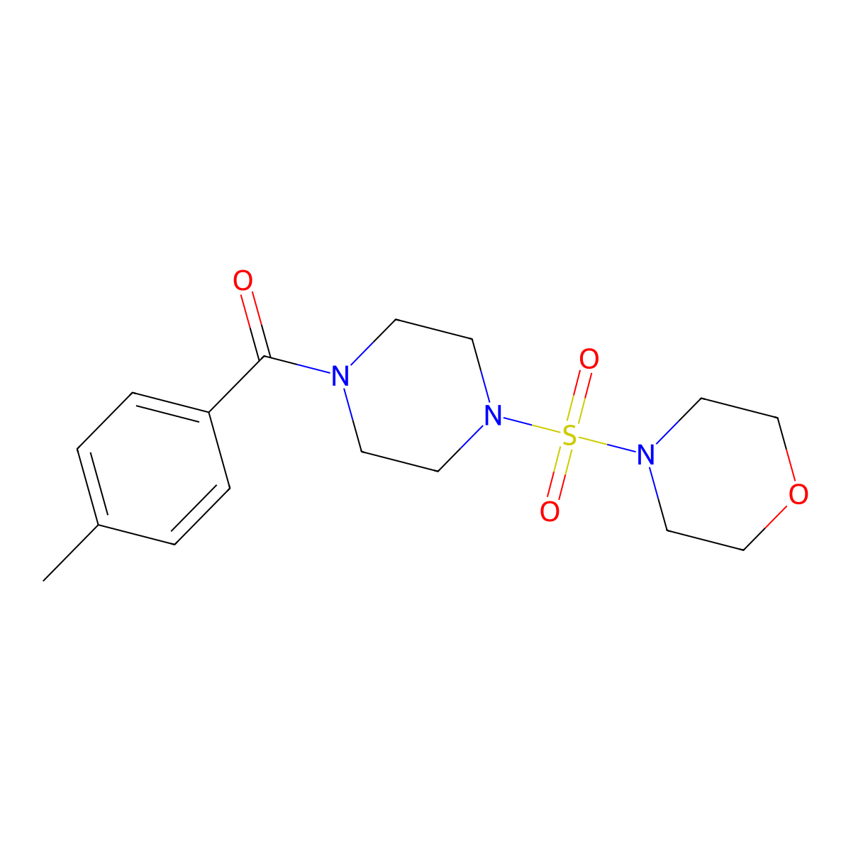 (4-(Morpholinosulfonyl)piperazin-1-yl)(p-tolyl)methanone molecular structure, CAS 825607-97-4