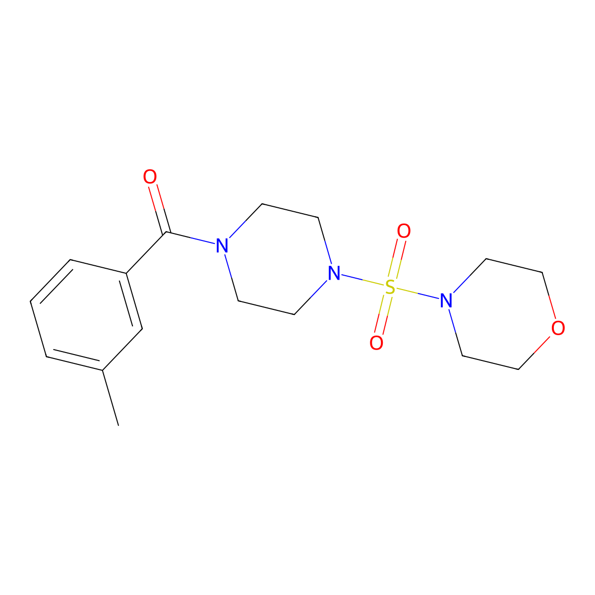 (4-(Morpholinosulfonyl)piperazin-1-yl)(m-tolyl)methanone molecular structure, CAS 825607-98-5