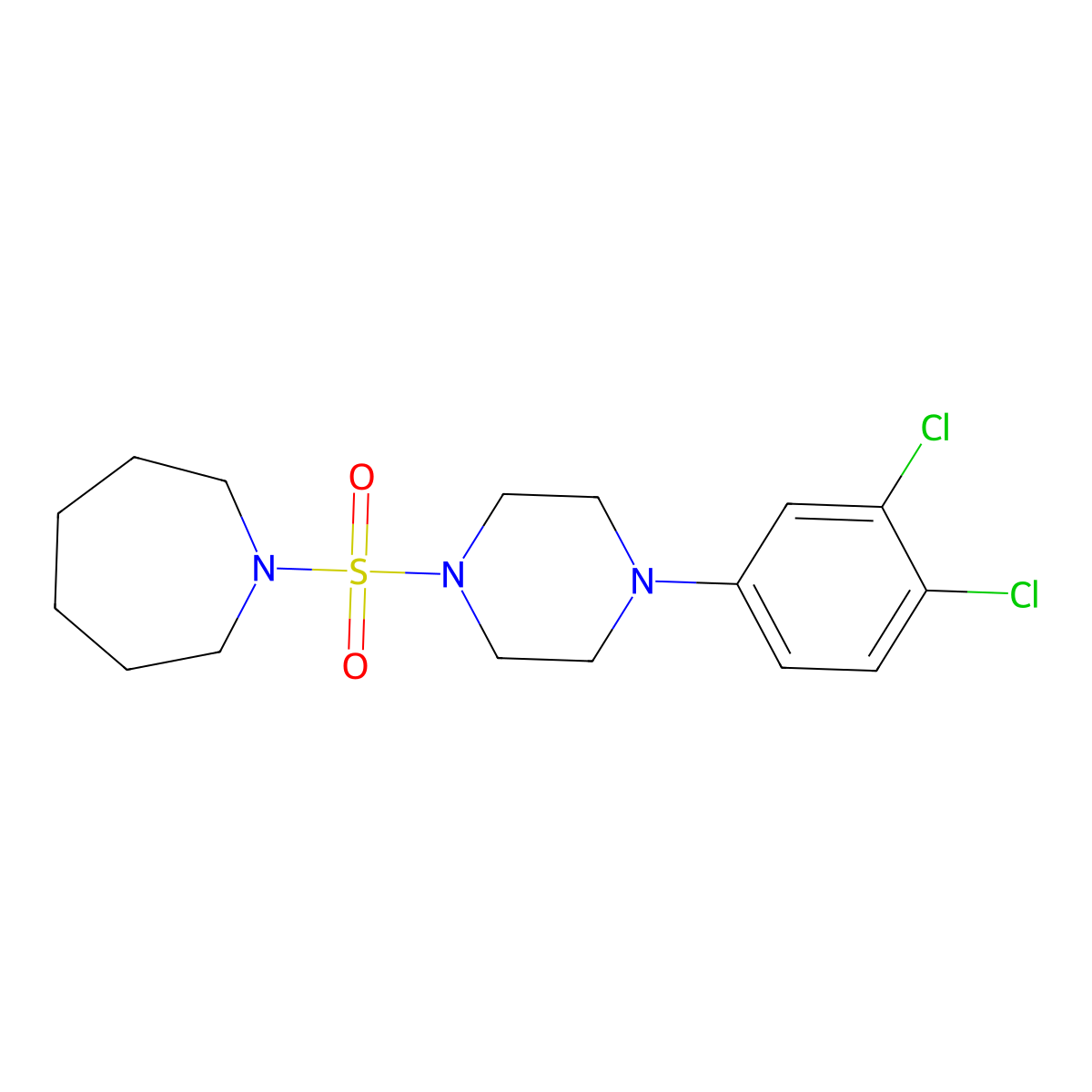 1-[4-(3,4-Dichlorophenyl)piperazin-1-yl]sulfonylazepane molecular structure, CAS 825608-02-4