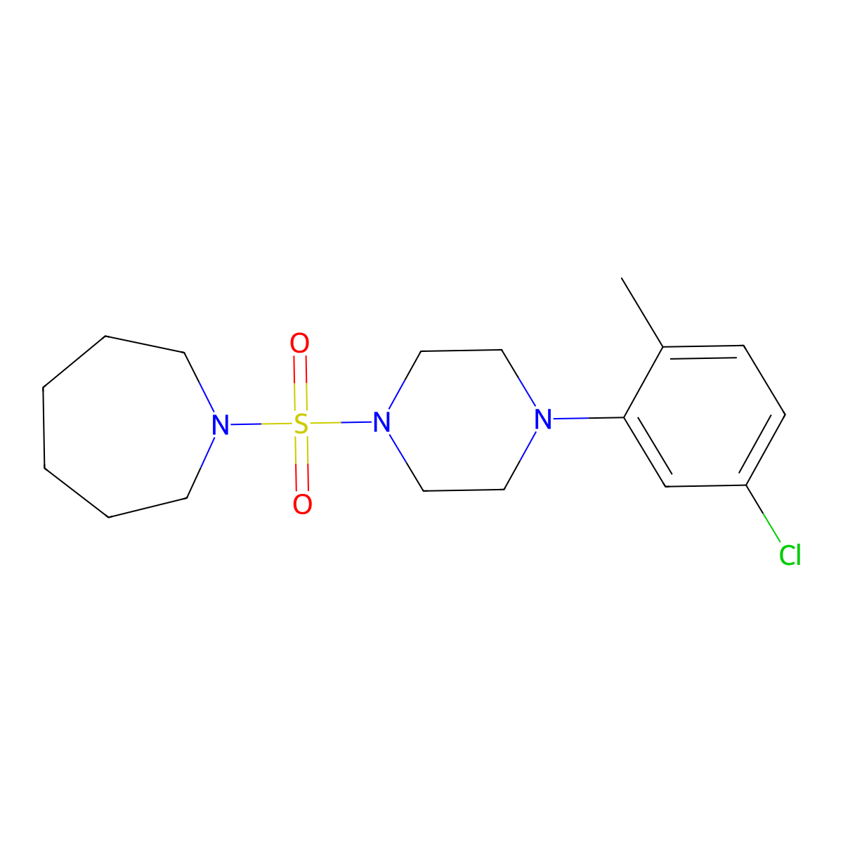 1-((4-(5-Chloro-2-methylphenyl)piperazin-1-yl)sulfonyl)azepane molecular structure, CAS 825608-03-5