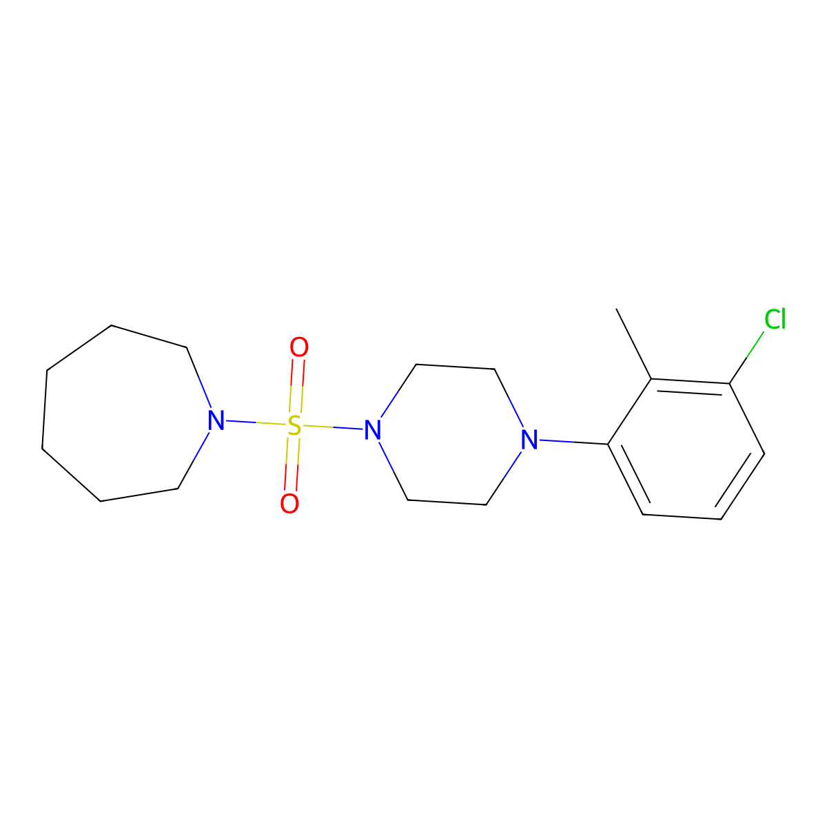 1-((4-(3-Chloro-2-methylphenyl)piperazin-1-yl)sulfonyl)azepane molecular structure, CAS 825608-04-6