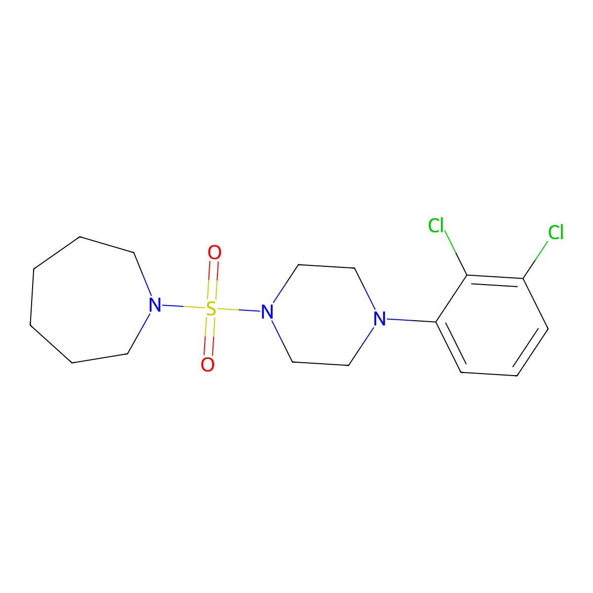 1-{[4-(2,3-Dichlorophenyl)-1-piperazinyl]sulfonyl}azepane molecular structure, CAS 825608-05-7