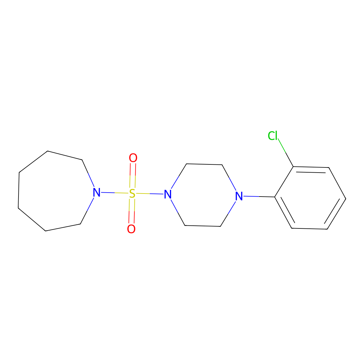 1-((4-(2-Chlorophenyl)piperazin-1-yl)sulfonyl)azepane molecular structure, CAS 825608-06-8