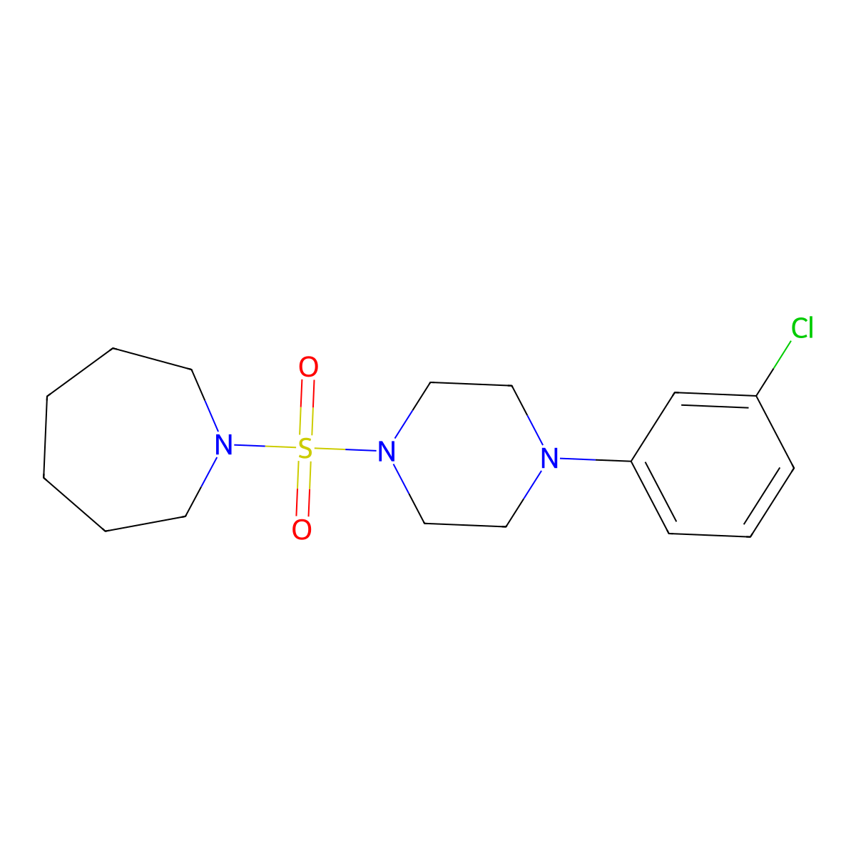 1-((4-(3-Chlorophenyl)piperazin-1-yl)sulfonyl)azepane molecular structure, CAS 825608-07-9