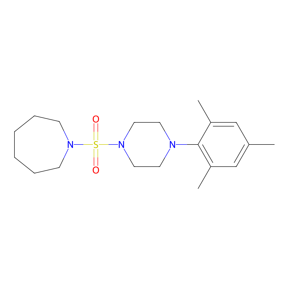 1-[[4-(2,4,6-Trimethylphenyl)-1-piperazinyl]sulfonyl]azepane molecular structure, CAS 825608-09-1