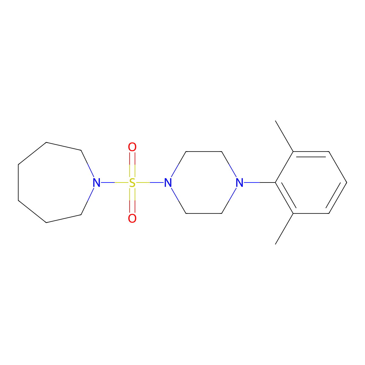 1-((4-(2,6-Dimethylphenyl)piperazin-1-yl)sulfonyl)azepane molecular structure, CAS 825608-10-4
