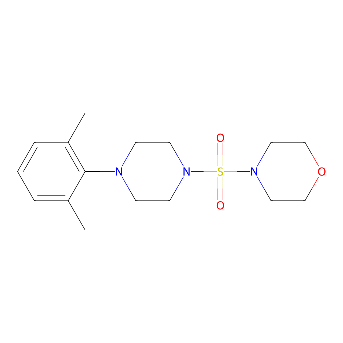 4-((4-(2,6-Dimethylphenyl)piperazin-1-yl)sulfonyl)morpholine molecular structure, CAS 825608-12-6