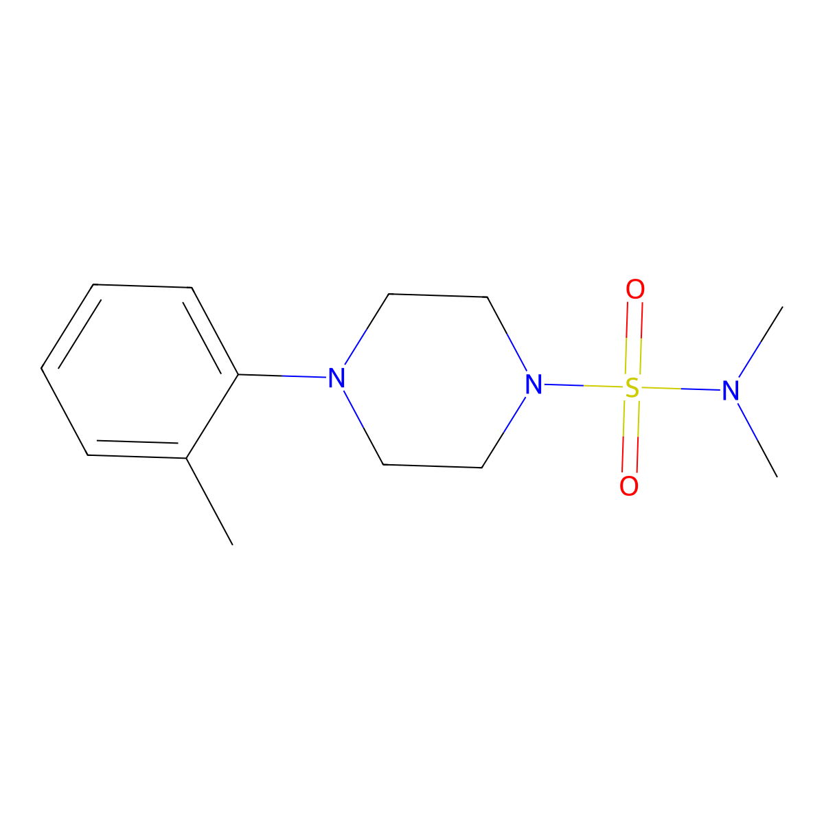 N,N-dimethyl-4-(2-methylphenyl)piperazine-1-sulfonamide molecular structure, CAS 825608-17-1